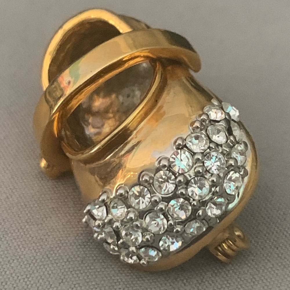Gold Tone Baby Bootie With CZ detail Broach/Pin